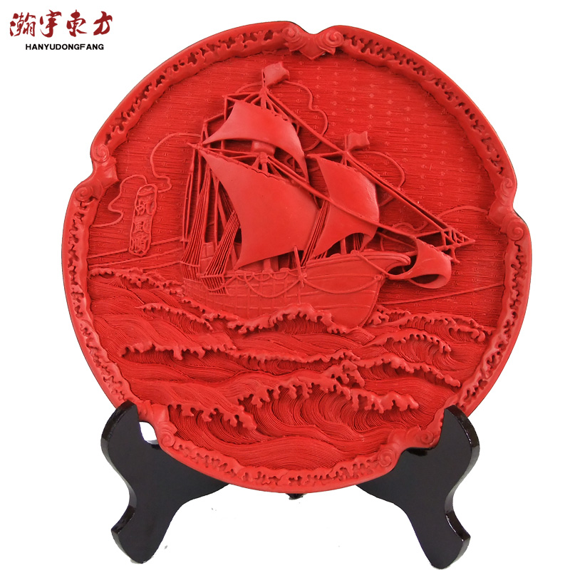 Lacquer carving 10-inch ornament Beijing characteristic gift pick red to send foreign guests gift Chinese style foreign affairs gift