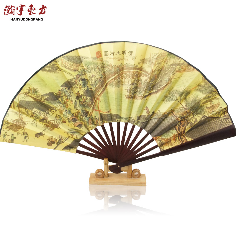 Folding fan China Wind Men's ancient windy cloth noodles a ruler with a long fan feature Gift fan 10 inch fan face Spectral fan