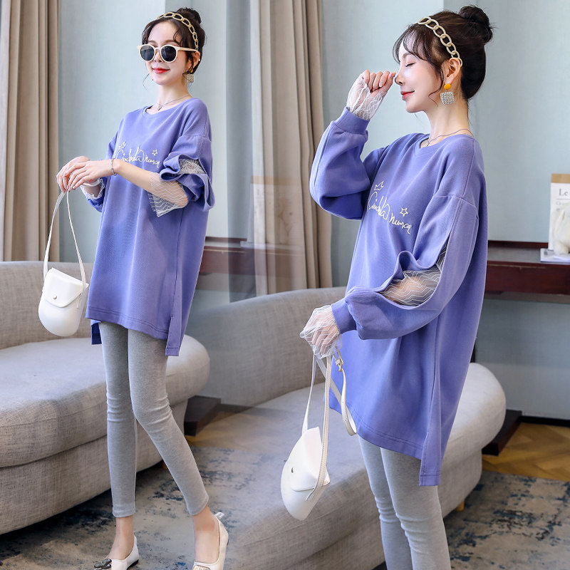 Pregnant woman's spring dress T-shirt 2022 Early spring style out of fashion Two-style suit sweatshirt spring foreign loaded with clothes women