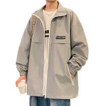 Lapel jacket mens spring and autumn 2024 new trendy brand casual jacket mens loose and versatile autumn coat top