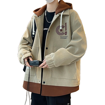 Jacket mens spring and autumn 2024 new trendy brand work jacket mens hooded loose casual youth spring top