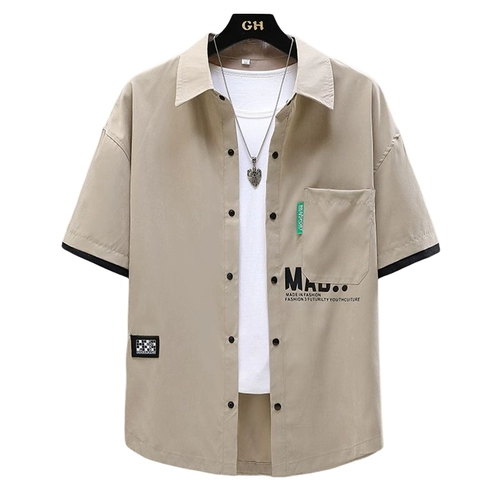 Летняя рубашка, трендовый комплект для отдыха, короткий рукав, оверсайз