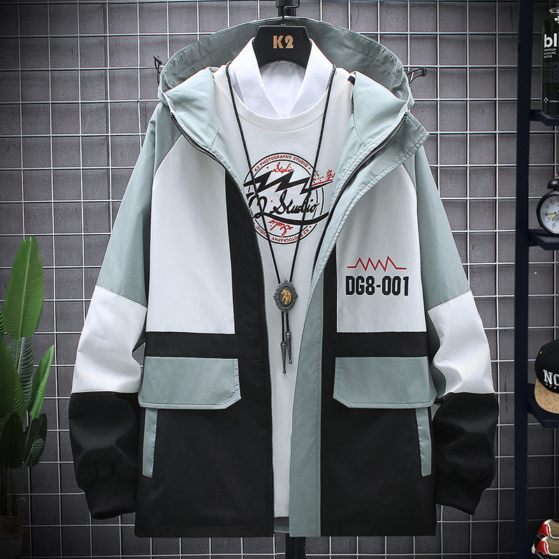 Men's jacket 2022 new autumn and winter Korean version trend top clothes autumn and winter casual hooded work jacket men