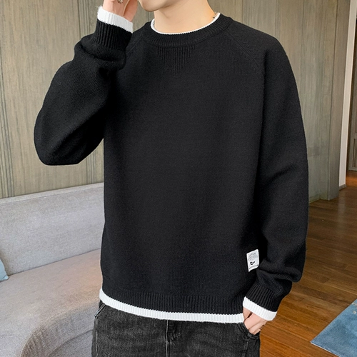 Демисезонный свитер, утепленный шерстяной трикотажный лонгслив