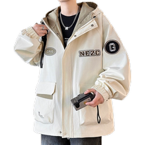 Work jacket mens spring and autumn new trendy brand loose outdoor American jacket jacket teenagers casual jacket
