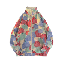 Handsome jacket mens high-end spring and autumn new fashion brand American retro printed casual jacket teenagers outer clothing