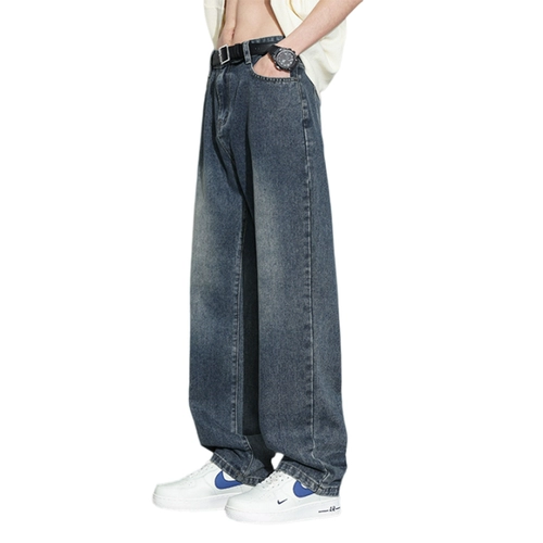 Летние тонкие джинсы, штаны, в американском стиле, свободный прямой крой