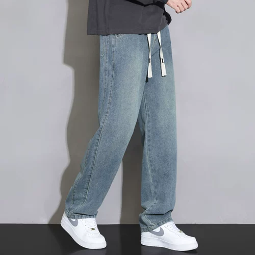 Летние джинсы, штаны для отдыха, свободный прямой крой, подходит для подростков, в американском стиле