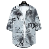 Трендовая рубашка, шелковая куртка, короткий рукав, оверсайз