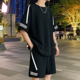 Летний спортивный костюм для отдыха, шелковая футболка с коротким рукавом, шорты, оверсайз