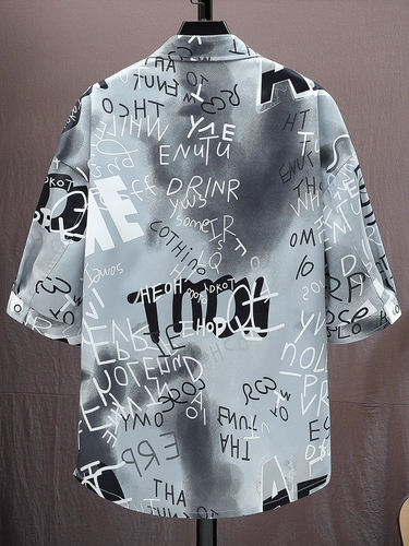 Трендовая рубашка, шелковая куртка, короткий рукав, оверсайз