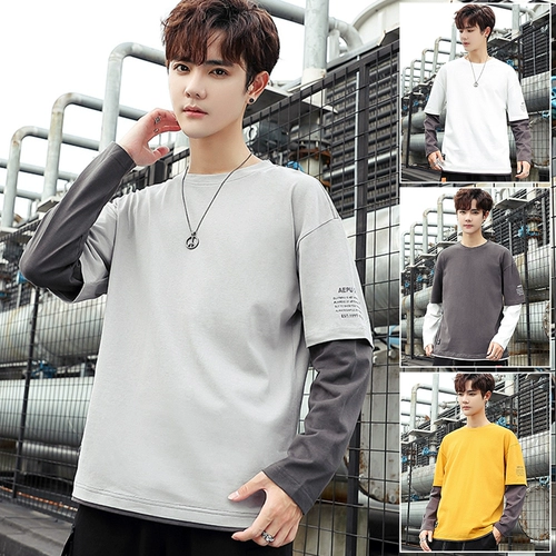 Хлопковая осенняя утепленный лонгслив, комплект, мужская базовая приятная телу брендовая трендовая толстовка