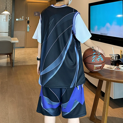 Летний спортивный костюм для отдыха, шелковые шорты, штаны, баскетбольная форма, комплект, короткий рукав, подходит для подростков