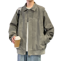 Jackets for men spring and autumn 2024 new retro style imitation suede jackets for men loose casual versatile autumn coats trendy