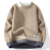 Демисезонный свитер, комплект, мужской утепленный удерживающий тепло лонгслив, круглый воротник