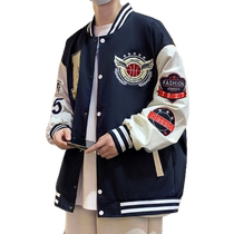 Jacket mens spring and autumn 2024 new American retro baseball uniform mens loose casual trendy handsome stand-up collar jacket