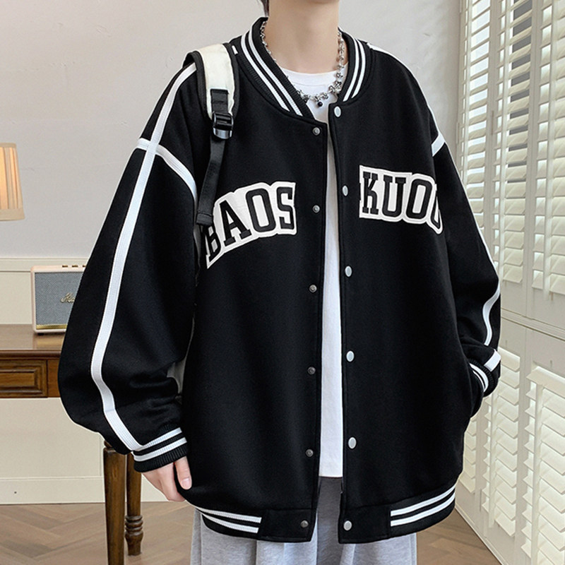 Letters Applique embroidered baseball clothes Men's spring and autumn Tide Cards Loose Casual Cardio-hoodie Jacket Fall Teen Jacket-Taobao