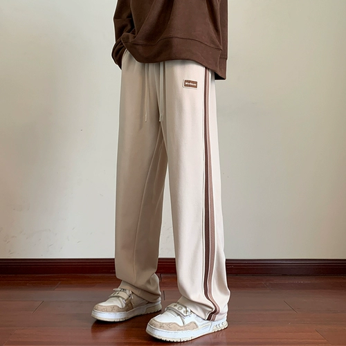 Демисезонные осенние спортивные штаны, свободный прямой крой, подходит для подростков, в американском стиле