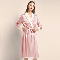 Sleeping Robe Womens Autumn Winter Day Style Warm Long Bath Robes Sexy Retro Style Slim Down Pyjamas wedding morning gown