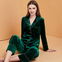 Sleepwear Womens spring and autumn season Korean version of the new Long sleeves Ladies Home Clothing Gold Velvet Winter Two Extras to wear a cardiovert suit