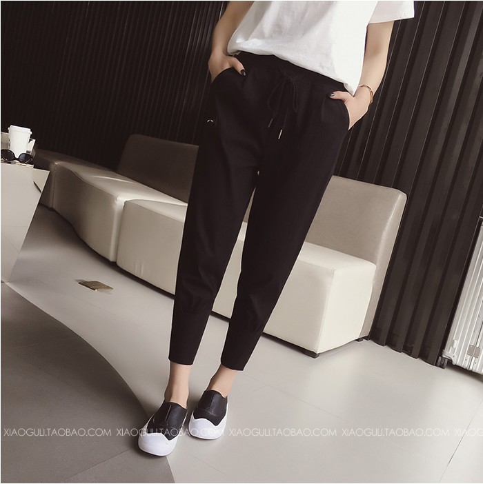 Mùa hè mới của Hàn Quốc thời trang nước hoa nhỏ phù hợp với quần lửng nữ rộng cỡ quần harem thể thao hai bộ thủy triều đồ bộ quần ống rộng mặc nhà