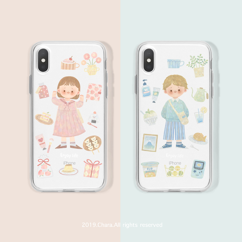 Peach Mint Transparent Cute Couple XS Apple 13 Mobile Phone Case iphone11promax12miniXR