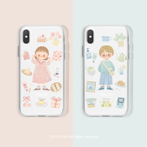 Peach mint transparent cute couple XS Apple 78pXR phone case iphone11promax12mini