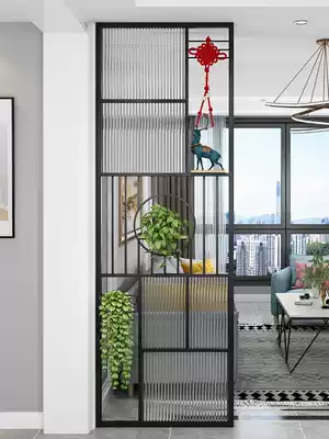 Nordic light luxury simple living room Changhong glass decorative screen metal shielding porch side partition