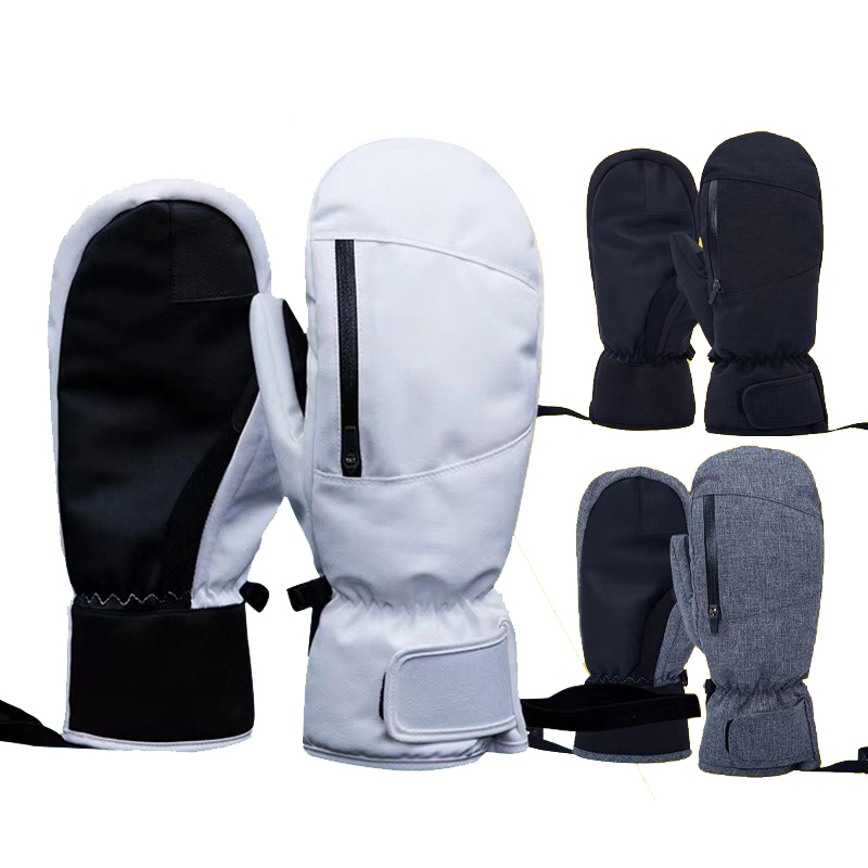 Ski Gloves for Men and Women with Built-In Wrist Guards, Thickened, Waterproof, for Single and Double Boards, Carving Gloves, Warm, Touchscreen Compatible, Five-Finger Gloves