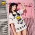 B.Duck nhỏ màu vàng vịt nữ 2019 hè mới thời trang mới in áo thun ngắn tay áo sơ mi rộng đáy áo - Áo phông áo phông nữ rộng Áo phông