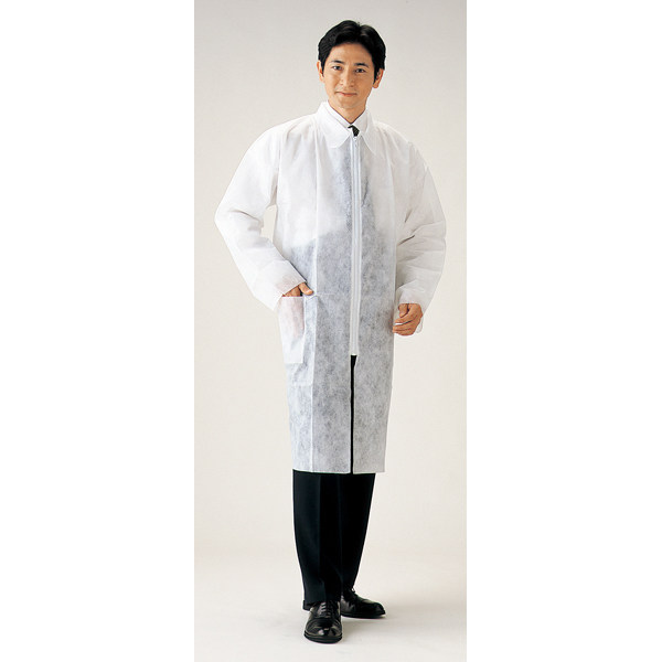 亚速旺asone 一次性上衣 白色pp长纤维无纺布带拉链 实验室防护服