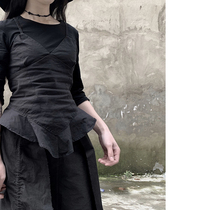  Bloody Star fish original niche design Court style strap cotton round neck sling T-shirt fake two-piece top female