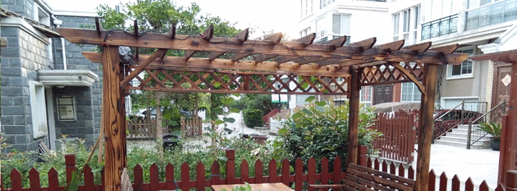 Chống ăn mòn nhà gỗ gazebo ngoài trời đồ nội thất patio nho giá ban công vườn giải trí bảng và ghế carbonized gỗ leo cây nho hoa đứng