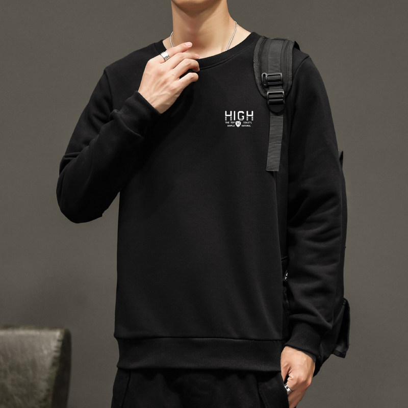 Simple men's thick T-shirt Korean version of the trend round neck men's autumn coat top clothes loose autumn and winter new long-sleeved jacket