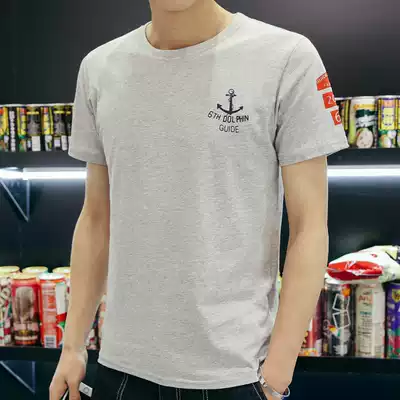 2021 new men's short sleeve T-shirt cotton print round neck slim T-shirt fashion men's summer clothes half sleeves