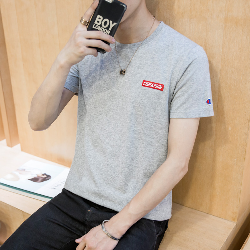 (2 pieces) Men's short sleeves T-shirt pure cotton Chauded T-shirt trendsetters clothes guys printed summer clothes half sleeves