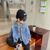 Джинсовая осенняя детская куртка для мальчиков, в корейском стиле, коллекция 2021, оверсайз