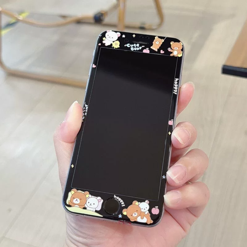 Подходящее для Apple 5ssim мультфильм закаленная пленка 6/7/8 милый полный охват AR антибликовое стекло iPhone8plus HD пленка 6plus не broke edge 4s полный экран мягкая кромка 7plus ударопрочная пленка