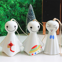 Hand-painted Japanese ceramic wind chimes smiling face sunny day doll cat car hanging door decoration girlfriend birthday gift