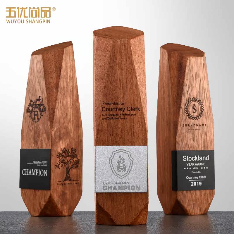 Trophy Custom Wooden Creative Trophies Free lettering as a corporate company awards Excellent Employee Sales Champion