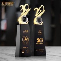 Anniversary Black Crystal Trophy Customized lettering High-end Atmosphere Creative Company Awards Enterprise Excellent Employees