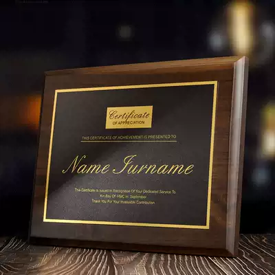 Wooden solid wood medals custom-made license certificate honorary plaque gold foil wooden trustee appointment letter franchise card production