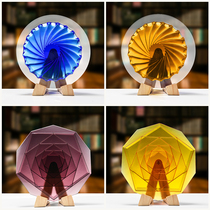 Glass round trophy ornaments customized wooden bracket base free lettering Awards stage with hand gift