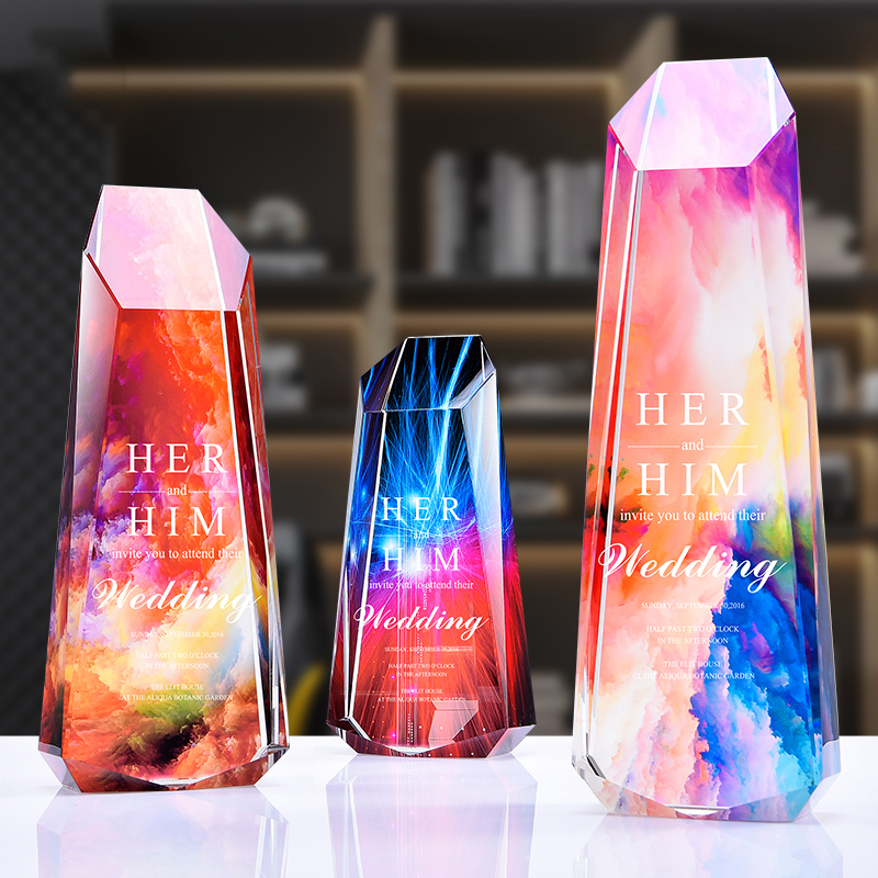 Color Color Series Crystal Trophy Customized Creative Trophy Personalized Engraved Graduation Trophy