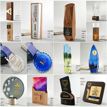 Golf Marathon Games Awards Creative Wooden Crystal Trophy Customized Lettering Medal