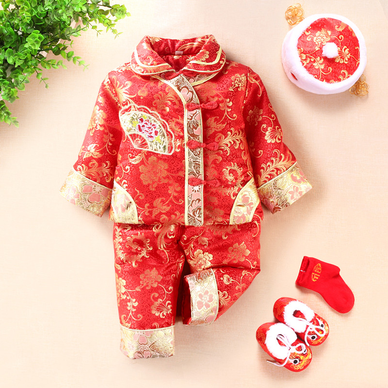 New Year's Happy New Year's Eve suit Tangclothing baby boy clothes boy New Year's red suit Winter thickened cotton suit