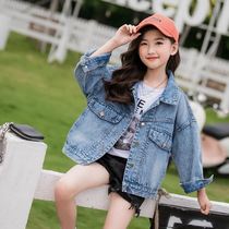 Girls coat 2021 new denim Korean version of loose female childrens spring dress student short fashion coat