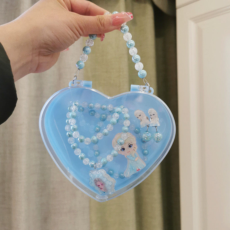 Ожерелье 六一儿童节礼物项链首饰套装戒指女童生日冰雪公主耳夹无耳洞手链 OTHER