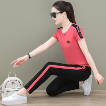 Tide brand CVY sports suit female 2021 summer new Korean fashion short sleeve trousers slim casual two-piece set