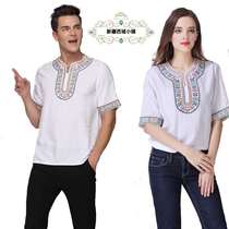 Xinjiang Uygur ethnic white pure cotton 2019 new short sleeve T-shirt for mens loose leisure 100 hitch